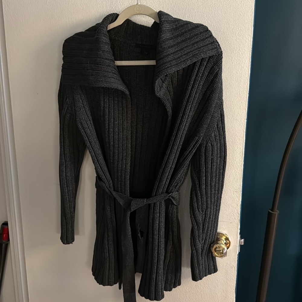 Charcoal grey wool acrylic blend sweater coat from The Limited (1995)
